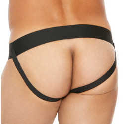 Ouch! Harness Jockstrap avec Zip Striped Front Noir-Rouge